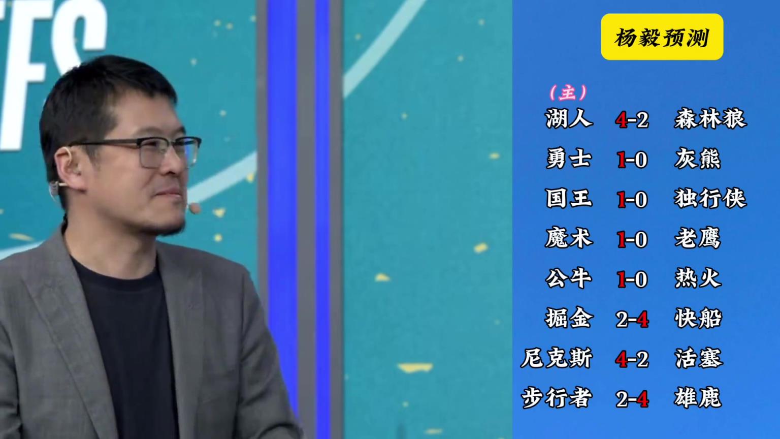 明燈來(lái)了！看看楊毅的季后賽預(yù)測(cè)：湖人4-2狼 快船4-2掘金